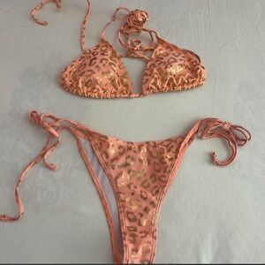 Orange leopard print bikini set size medium